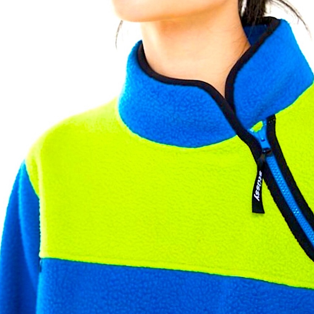 Vintage Rare Retro Stussy Fleece Diagonal Half-Zip Sweatshirt - Picture 3 of 8